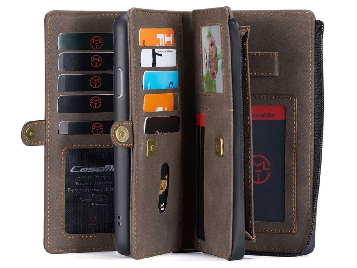 CaseMe Multi Wallet Ritsvak Case Bruin - iPhone 11 Pro Hoesje