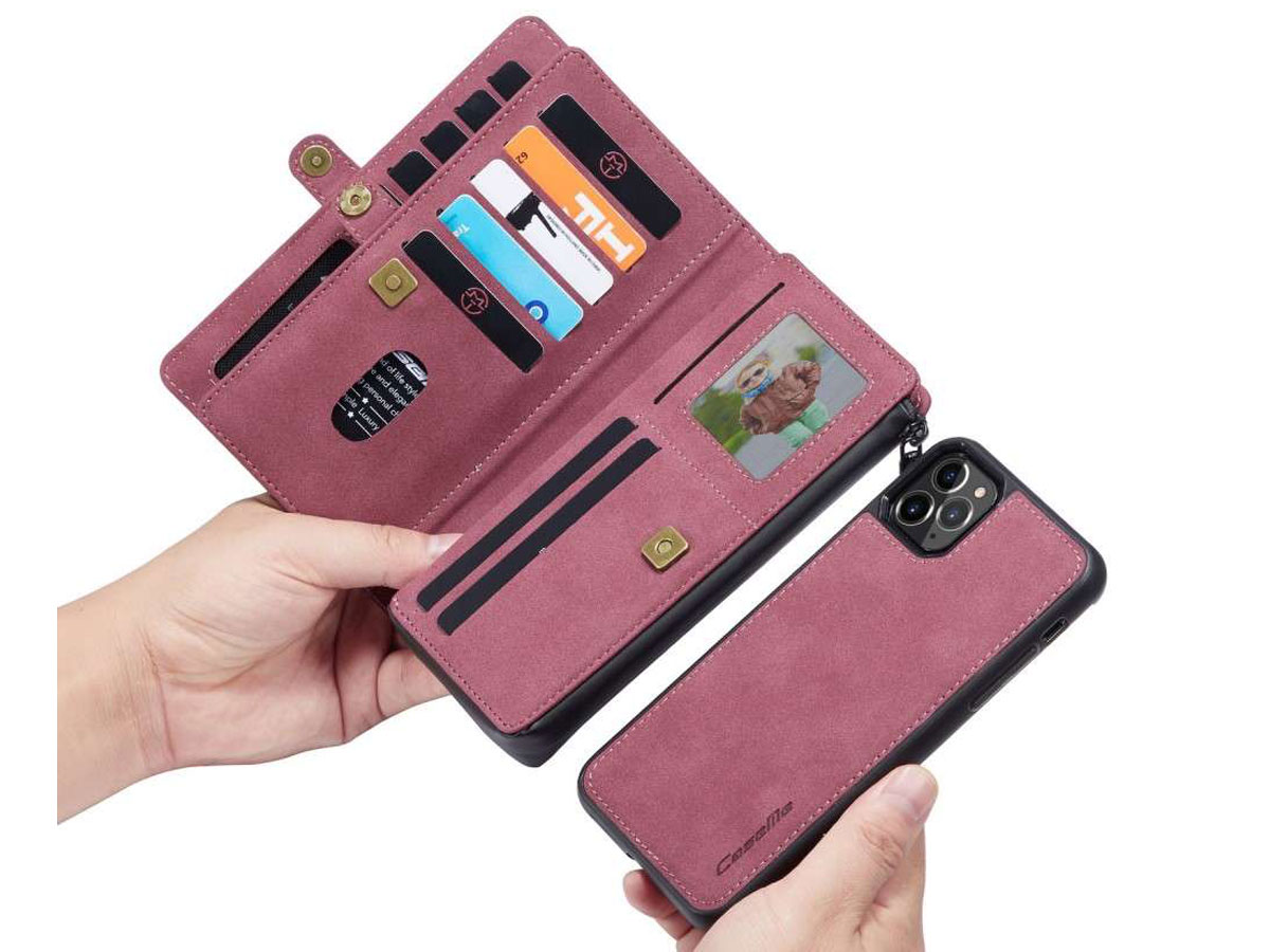 CaseMe Multi Wallet Ritsvak Case Rood - iPhone 11 Pro Hoesje