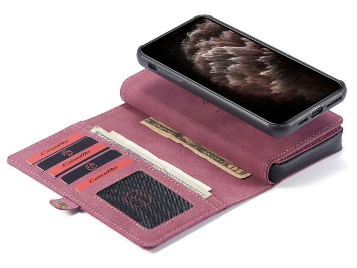 CaseMe Multi Wallet Ritsvak Case Rood - iPhone 11 Pro Hoesje