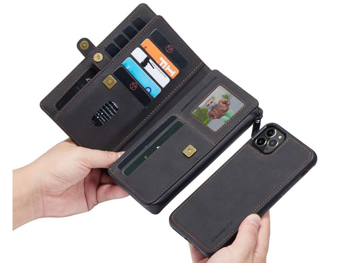 CaseMe Multi Wallet Ritsvak Case Zwart - iPhone 11 Pro Hoesje