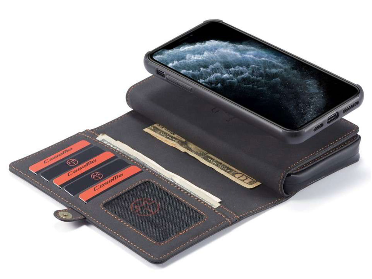 CaseMe Multi Wallet Ritsvak Case Zwart - iPhone 11 Pro Hoesje