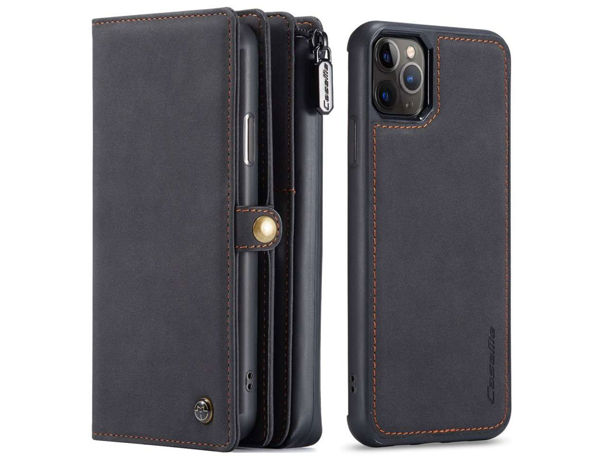 CaseMe Multi Wallet Ritsvak Case Zwart - iPhone 11 Pro Hoesje