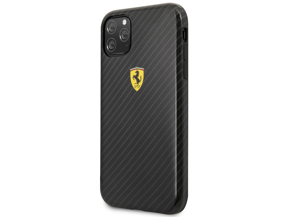 Ferrari Dual Layer Case Carbon Zwart - iPhone 11 Pro Hoesje