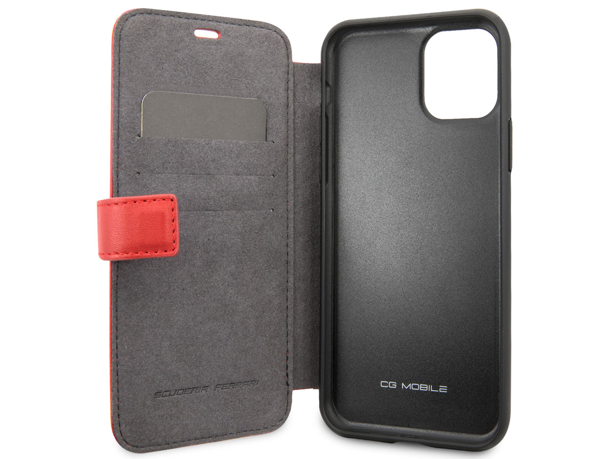 Ferrari Quilted Leather Folio Rood - iPhone 11 Pro Hoesje