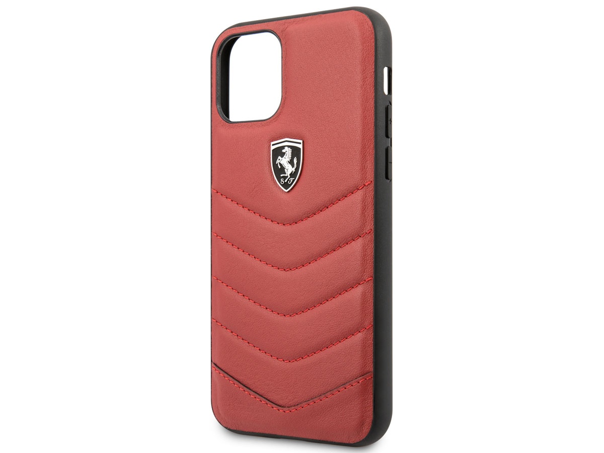 Ferrari Quilted Leather Case Rood - iPhone 11 Pro Hoesje