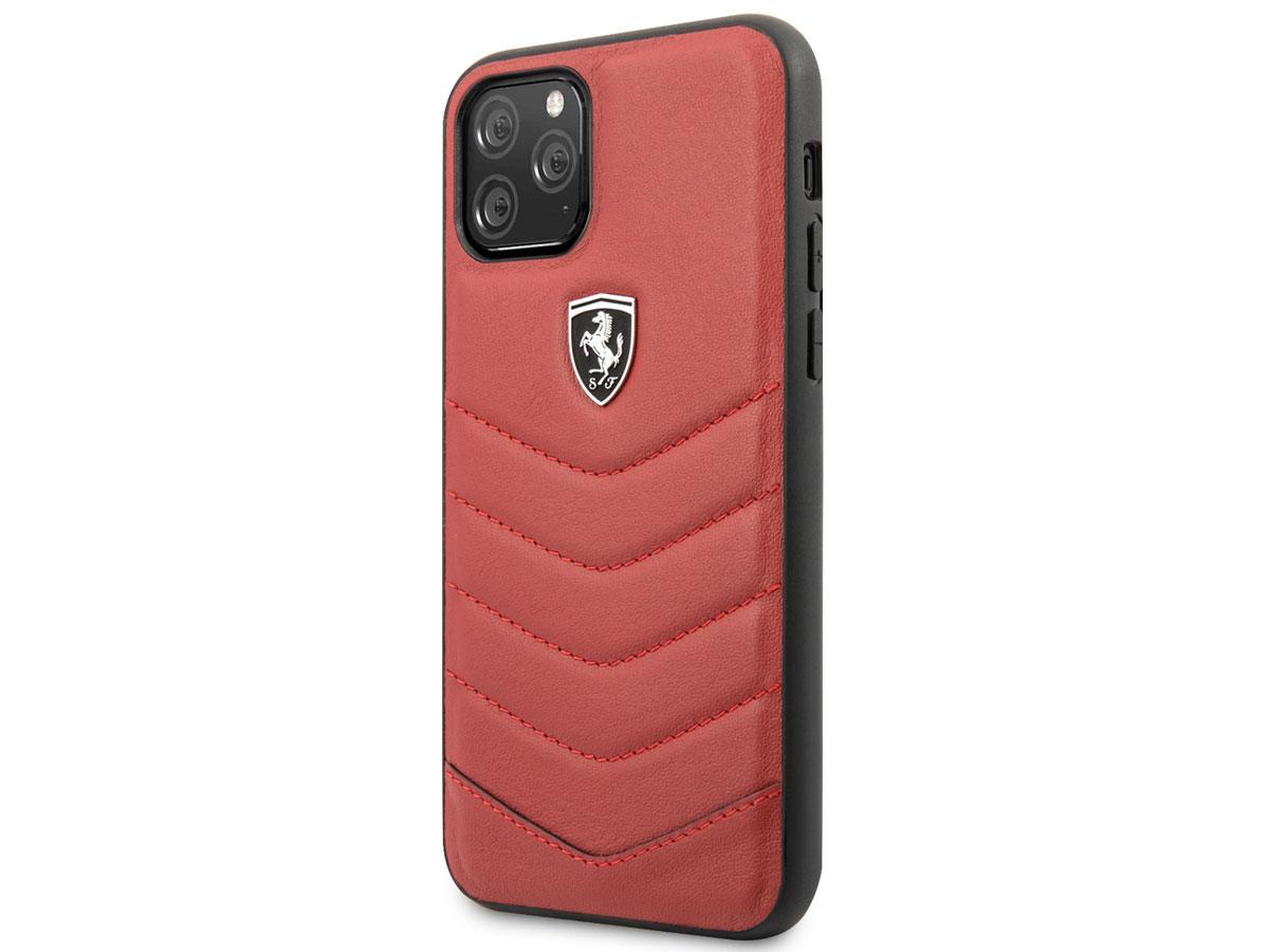 Ferrari Quilted Leather Case Rood - iPhone 11 Pro Hoesje