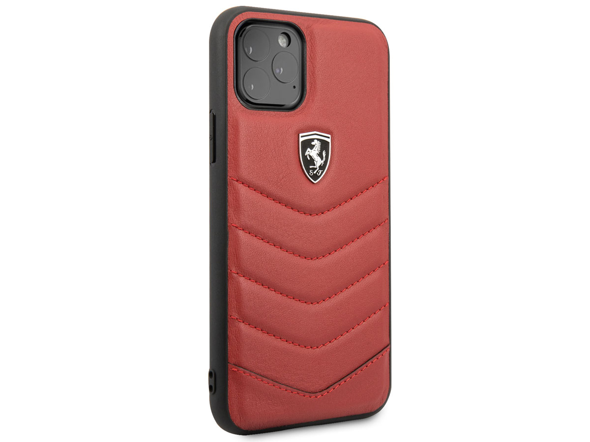 Ferrari Quilted Leather Case Rood - iPhone 11 Pro Hoesje