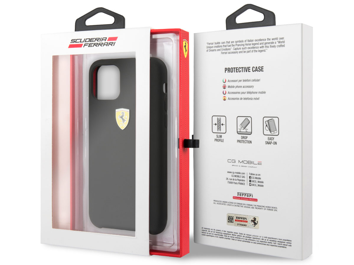 Ferrari Silicon Hard Case Zwart - iPhone 11 Pro Hoesje