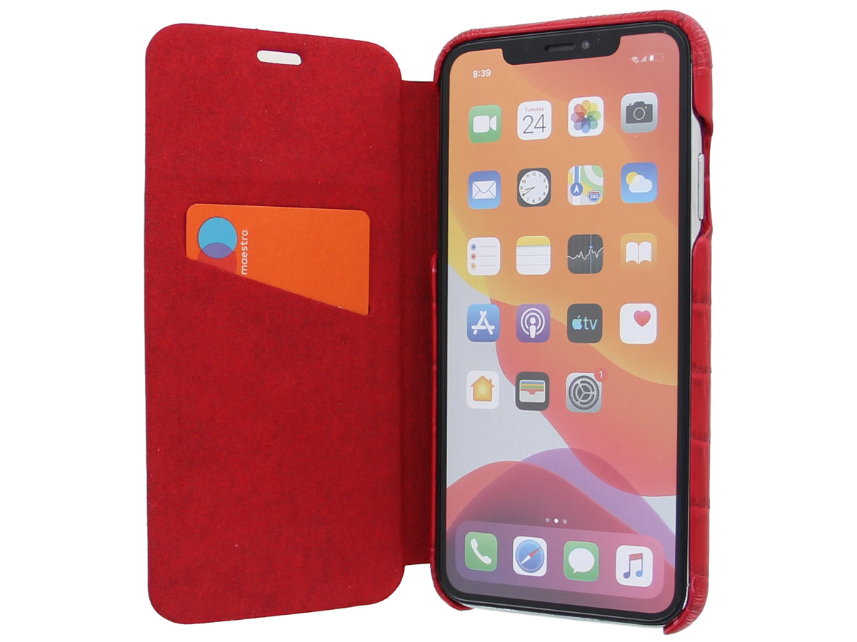 Graffi Oyster Croco Rood Leer - iPhone 11 Pro hoesje