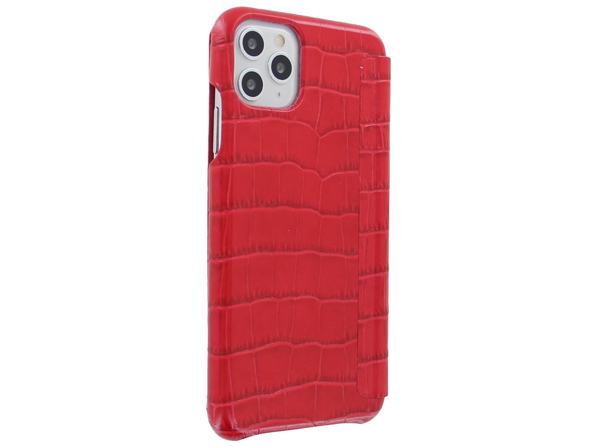 Graffi Oyster Croco Rood Leer - iPhone 11 Pro hoesje