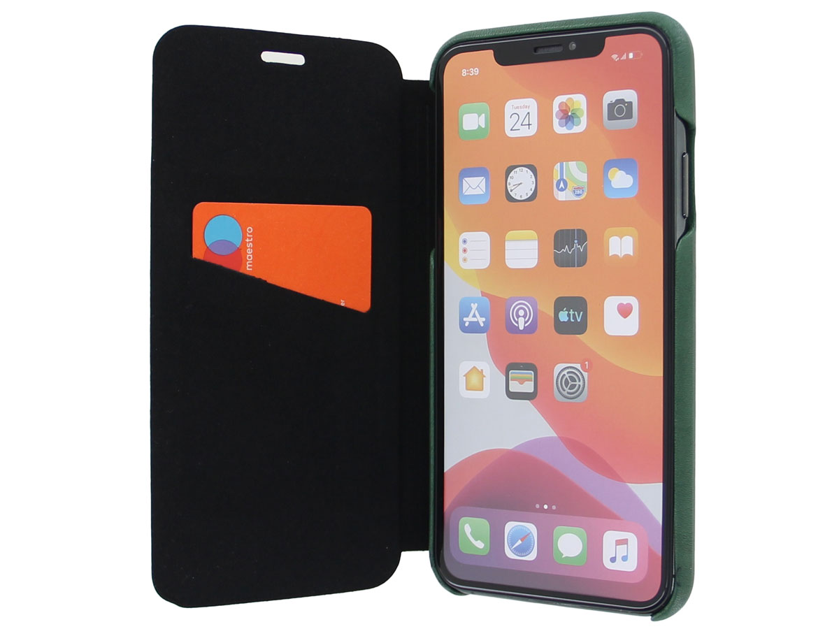 Graffi Oyster Folio Groen Leer - iPhone 11 Pro hoesje