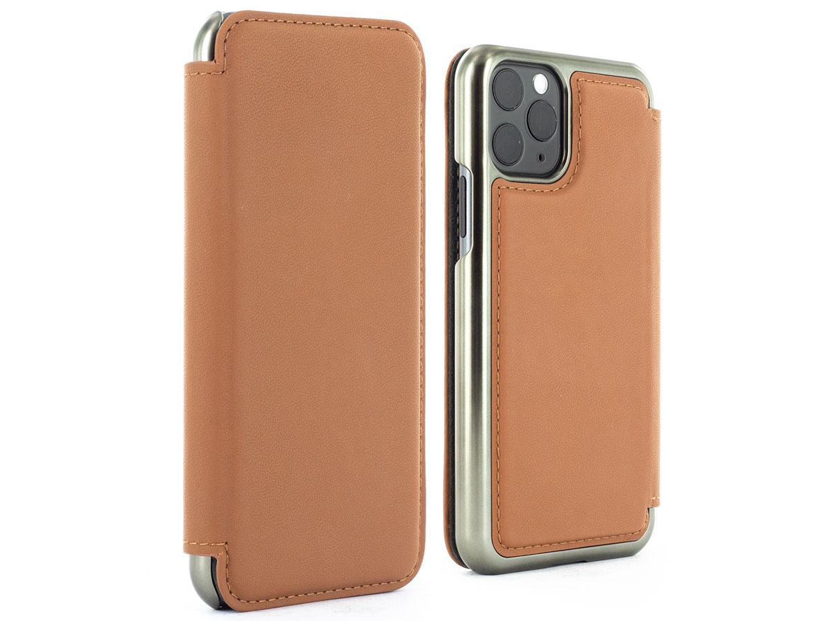 Greenwich Blake Folio Saddle/Gunmetal - iPhone 11 Pro Hoesje Leer