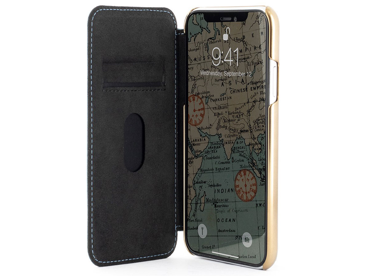 Greenwich Blake Folio Beach House/Gold - iPhone 11 Pro Hoesje Leer