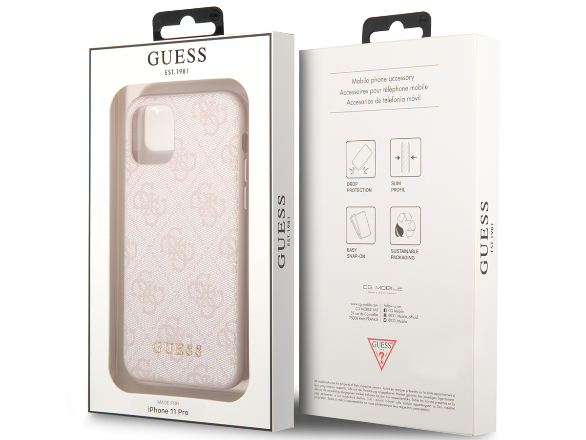 Guess 4G Monogram Case Roze - iPhone 11 Pro hoesje