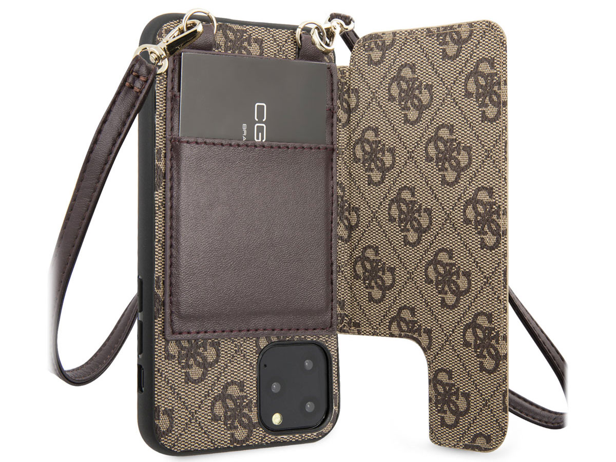 Guess 4G Crossbody Case Bruin - iPhone 11 Pro hoesje