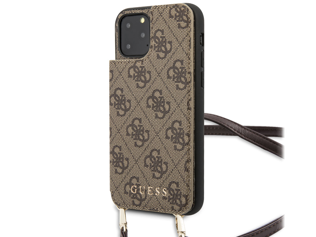 Guess 4G Crossbody Case Bruin - iPhone 11 Pro hoesje