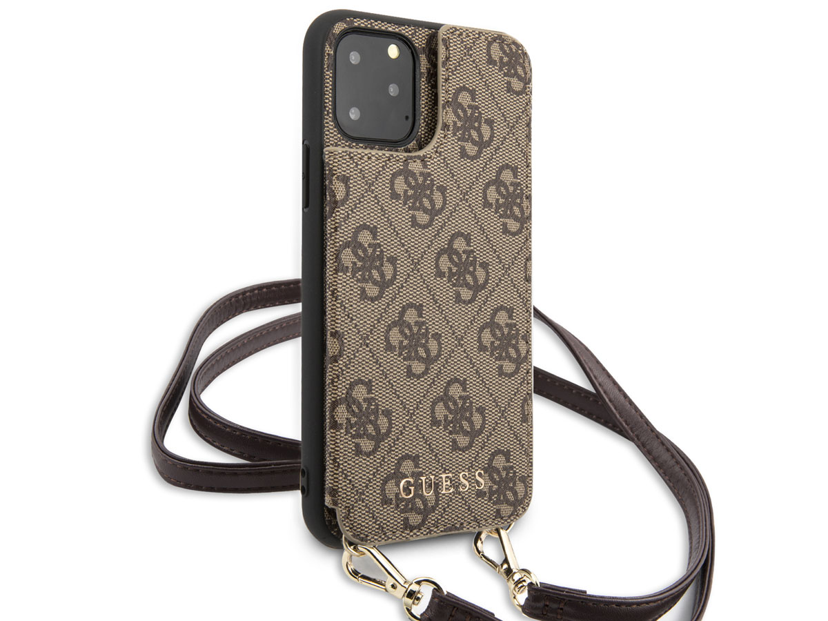 Guess 4G Crossbody Case Bruin - iPhone 11 Pro hoesje