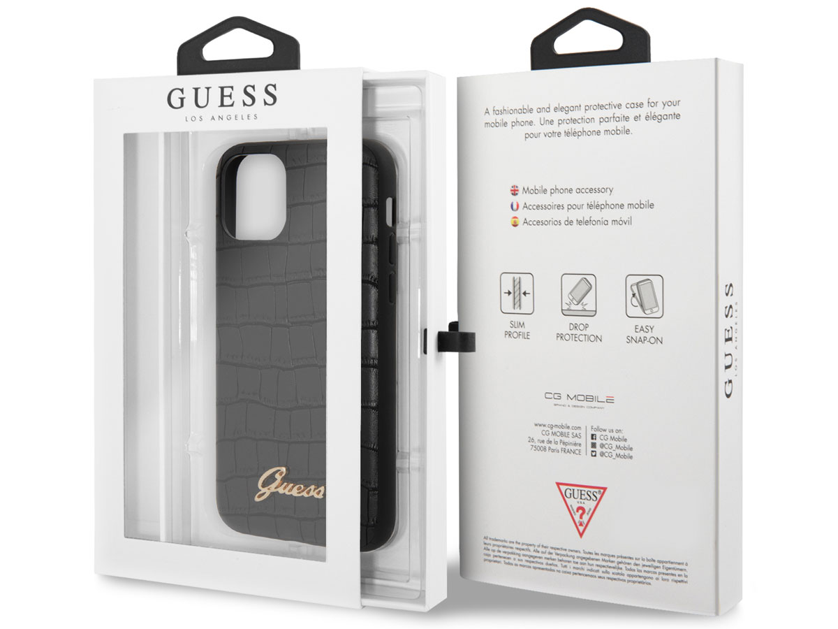 Guess Croco Case Zwart - iPhone 11 Pro hoesje