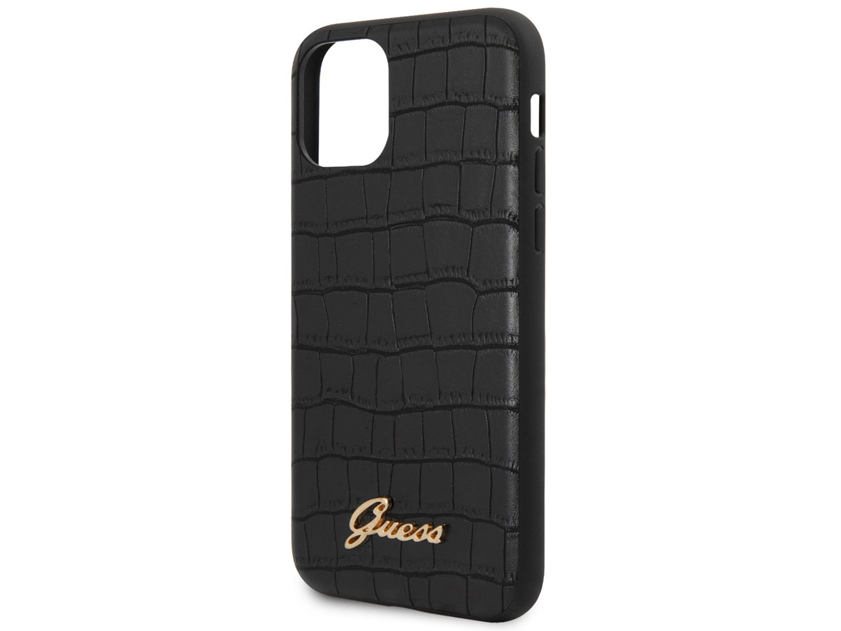 Guess Croco Case Zwart - iPhone 11 Pro hoesje