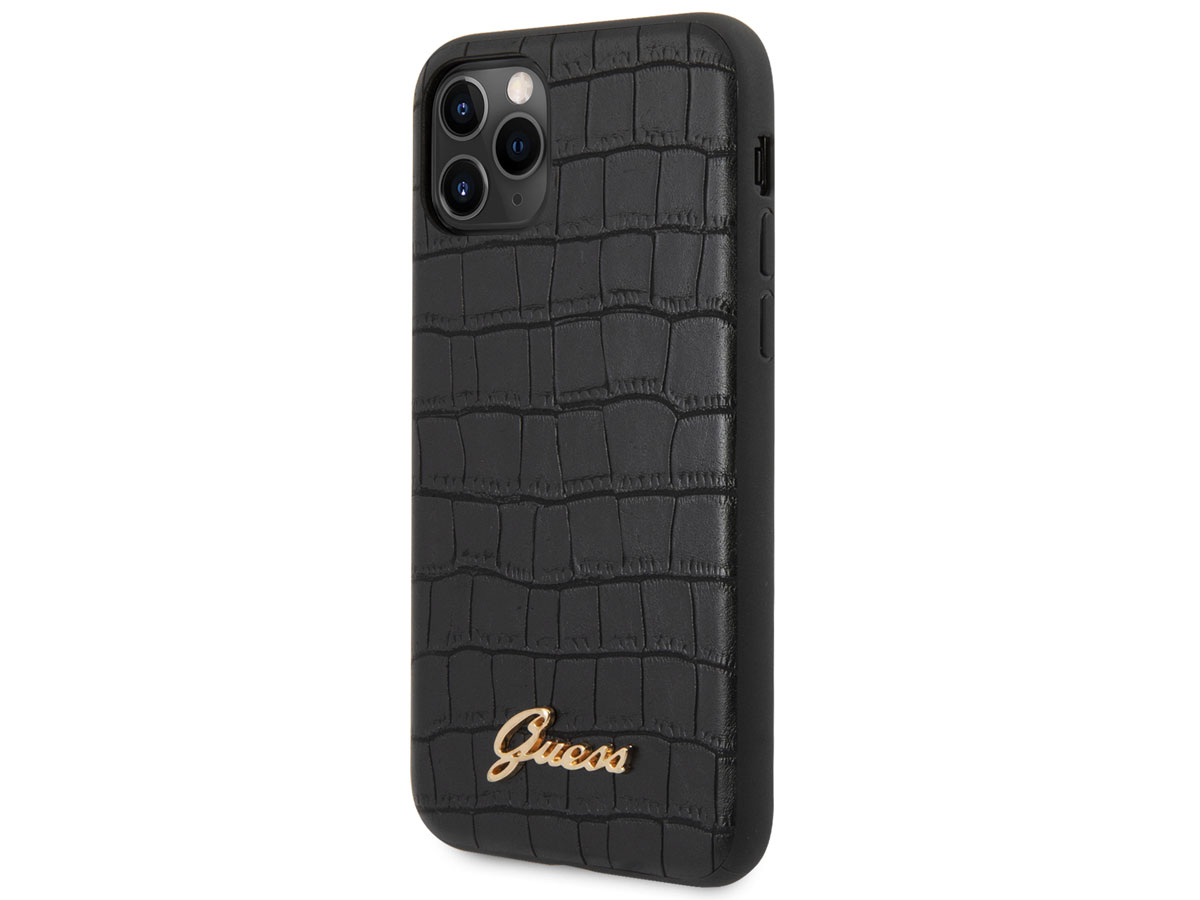 Guess Croco Case Zwart - iPhone 11 Pro hoesje