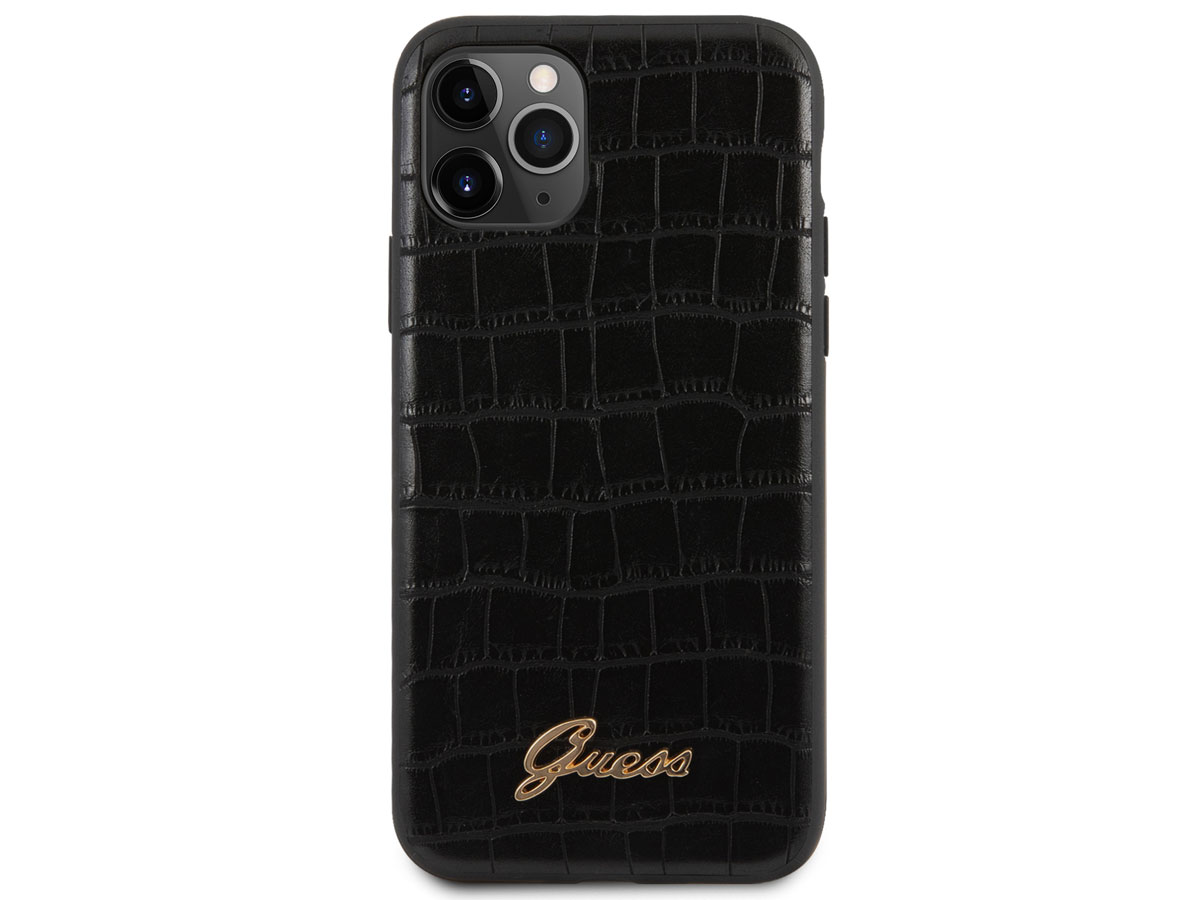 Guess Croco Case Zwart - iPhone 11 Pro hoesje