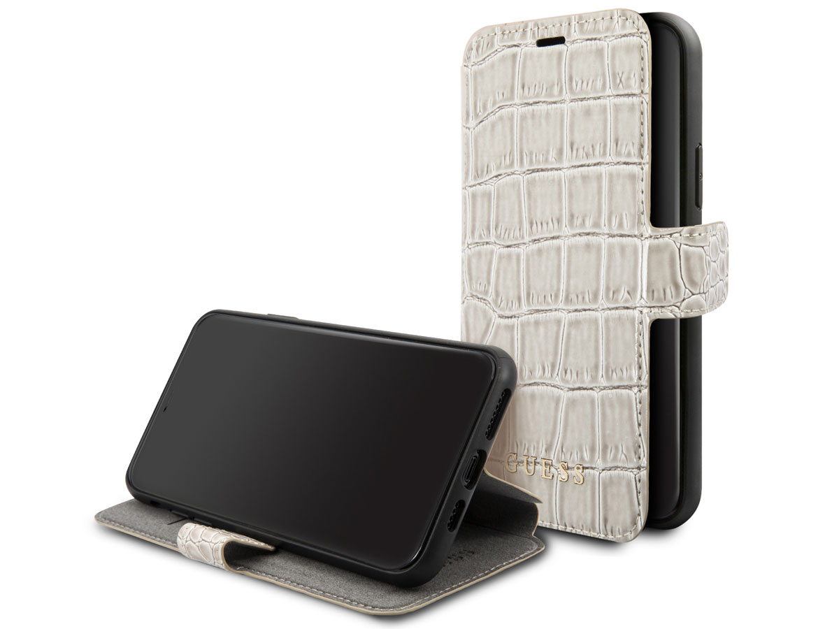 Guess Croco Bookcase Beige - iPhone 11 Pro hoesje