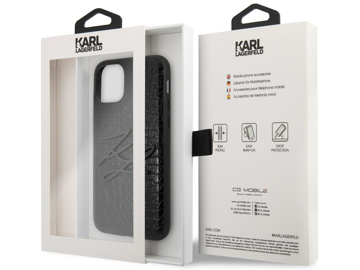 Karl Lagerfeld Initials Case Croco - iPhone 11 Pro hoesje