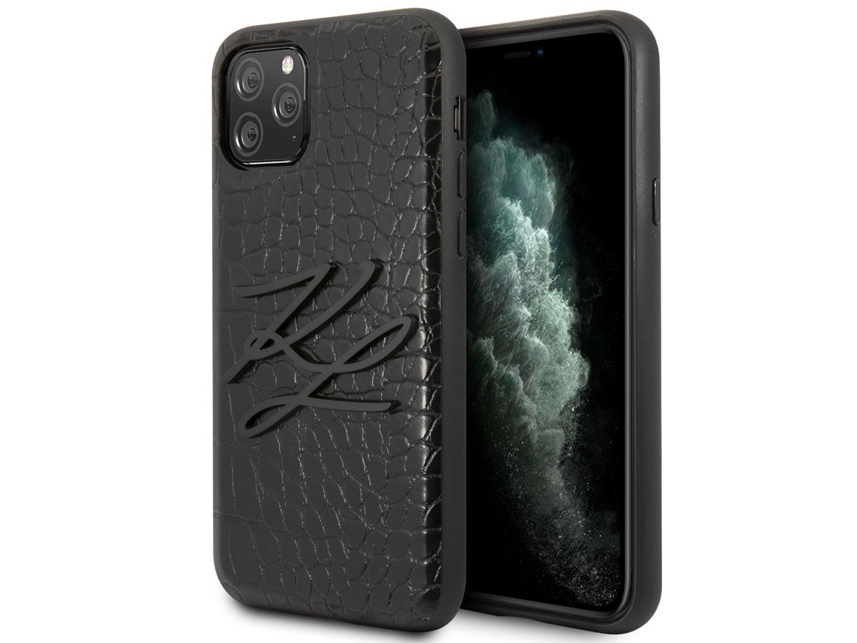 Karl Lagerfeld Initials Case Croco - iPhone 11 Pro hoesje