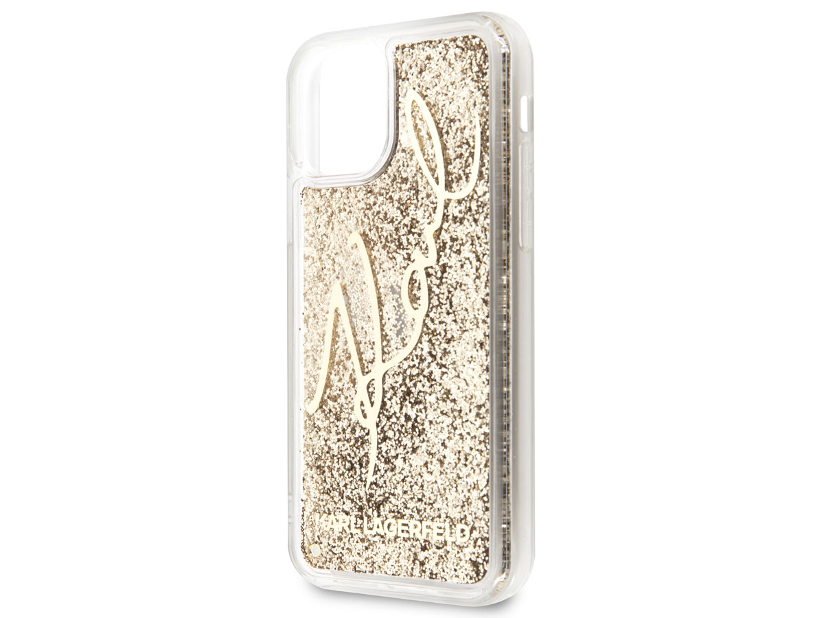 Karl Lagerfeld Signature Liquid Case Goud - iPhone 11 Pro hoesje
