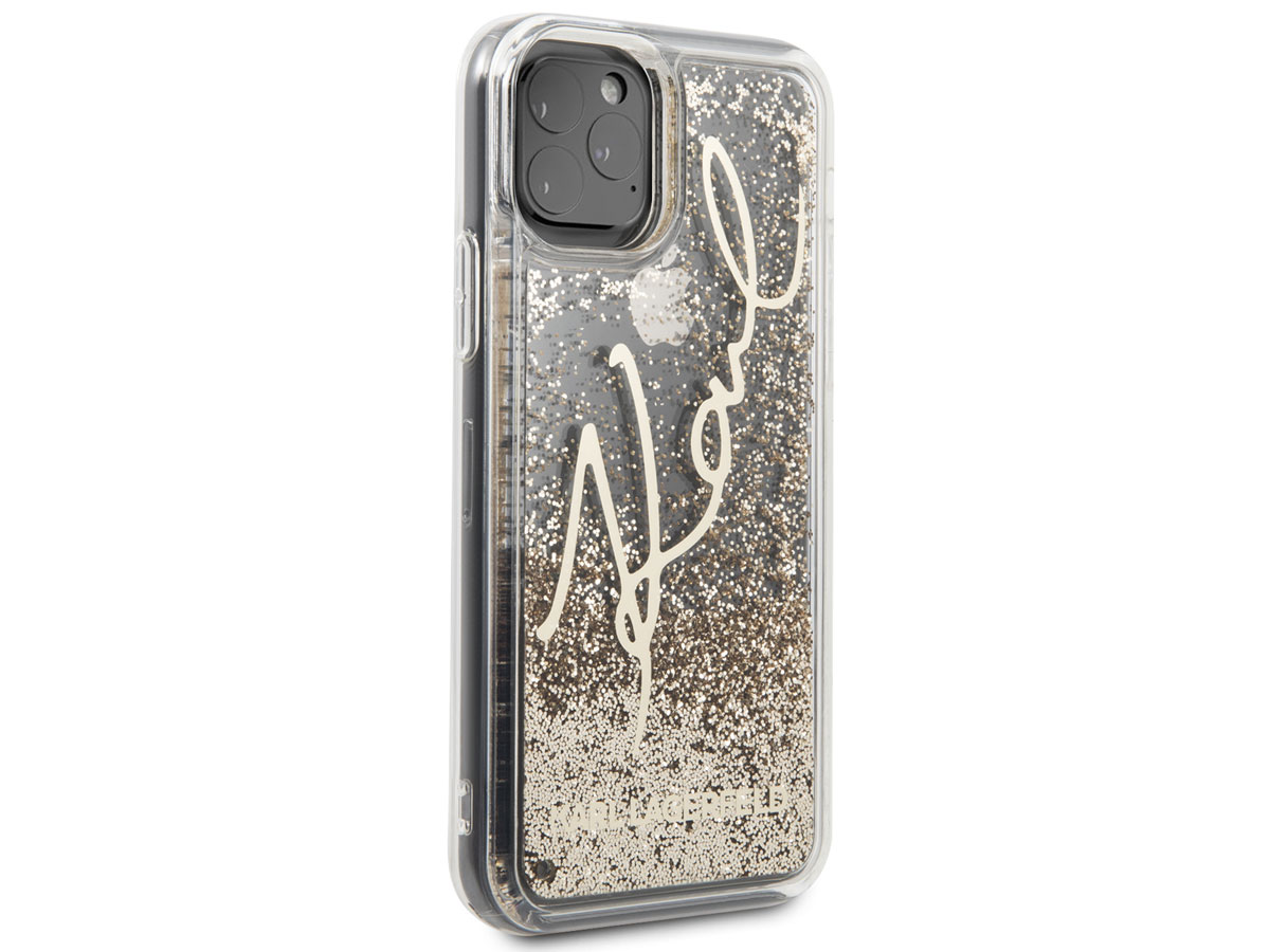 Karl Lagerfeld Signature Liquid Case Goud - iPhone 11 Pro hoesje