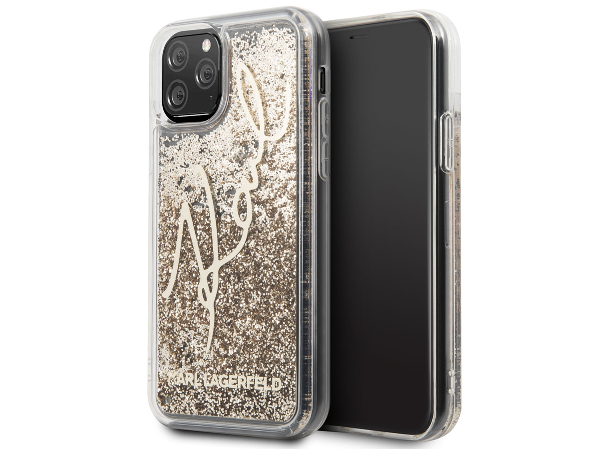 Karl Lagerfeld Signature Liquid Case Goud - iPhone 11 Pro hoesje