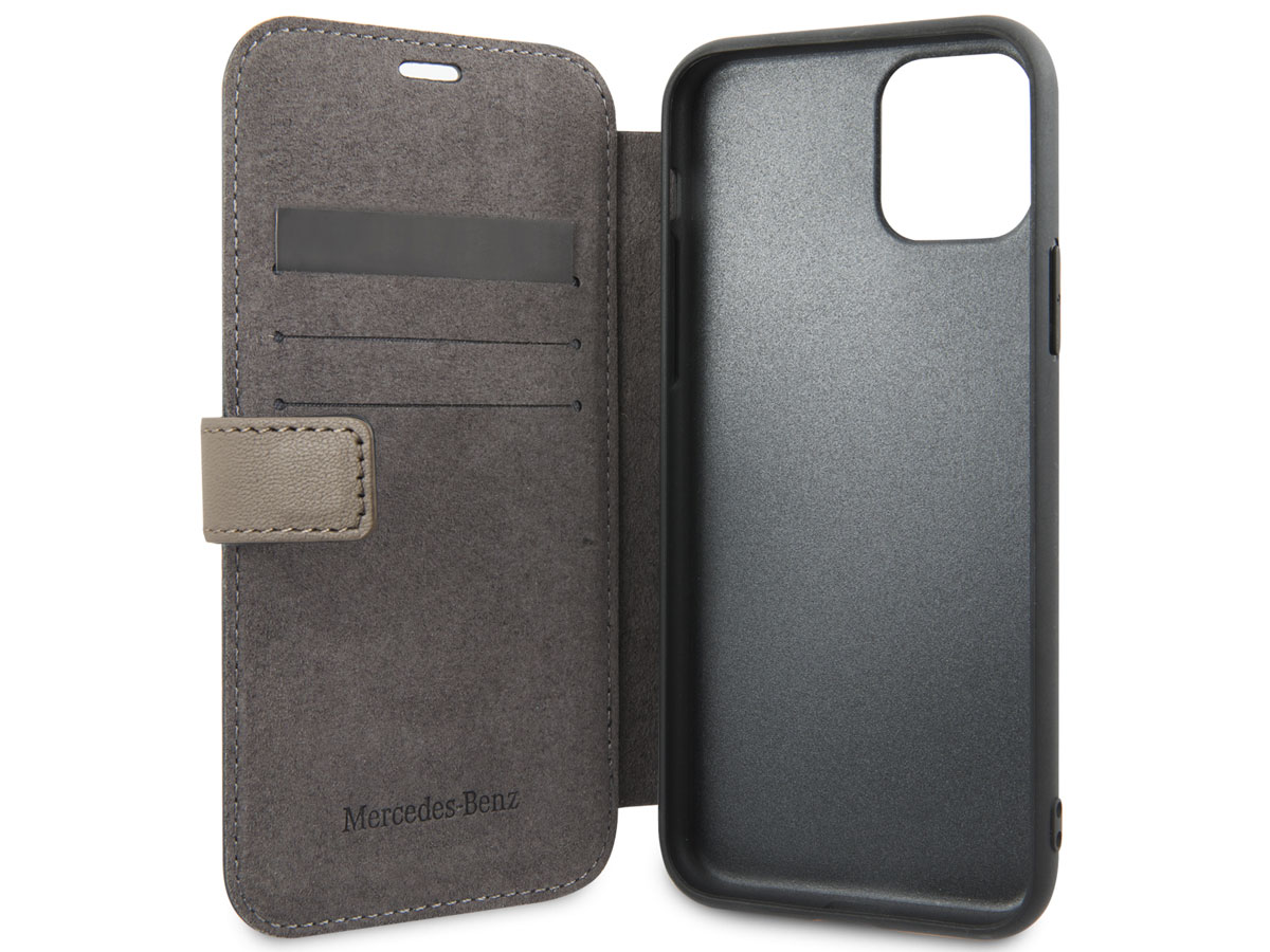 Mercedes-Benz Leather Bookcase Bruin - iPhone 11 Pro hoesje