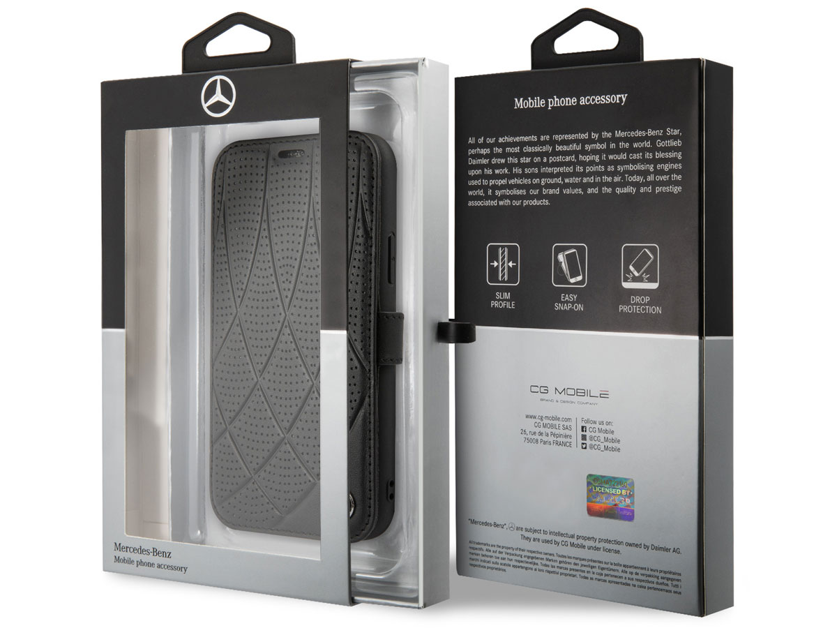 Mercedes-Benz Leather Bookcase Zwart - iPhone 11 Pro hoesje