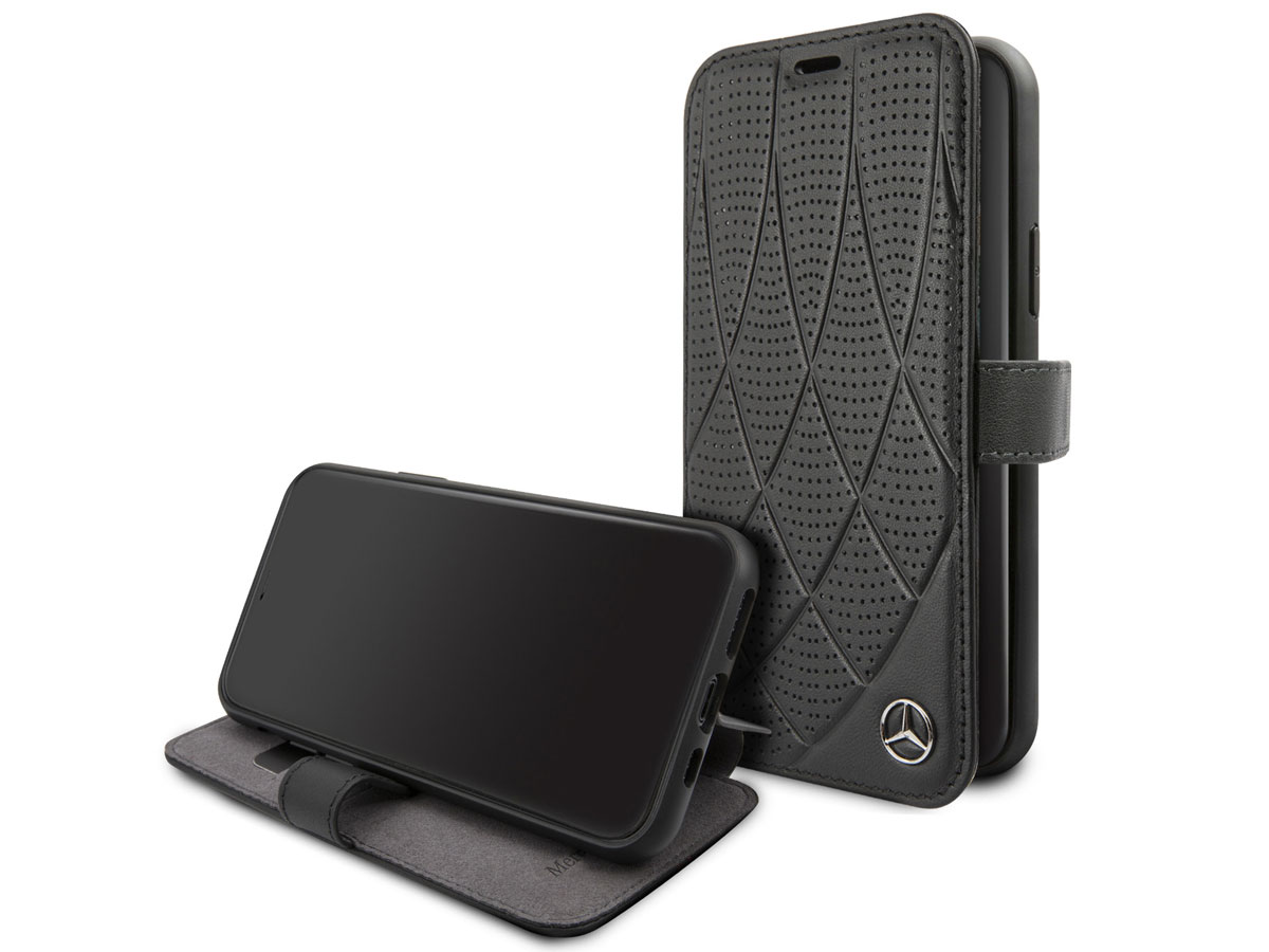 Mercedes-Benz Leather Bookcase Zwart - iPhone 11 Pro hoesje