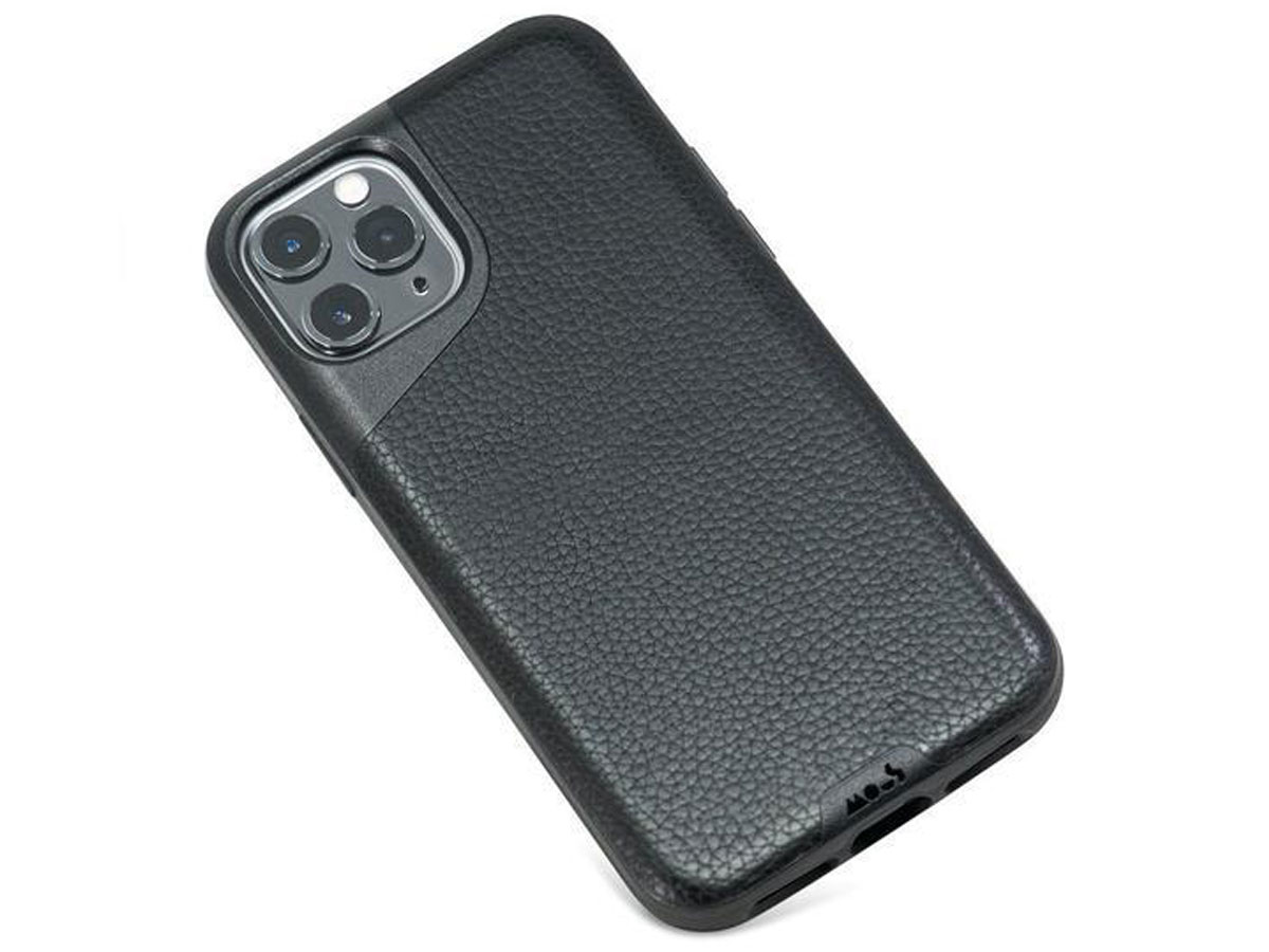 Mous Contour Leather Case Zwart - iPhone 11 Pro hoesje