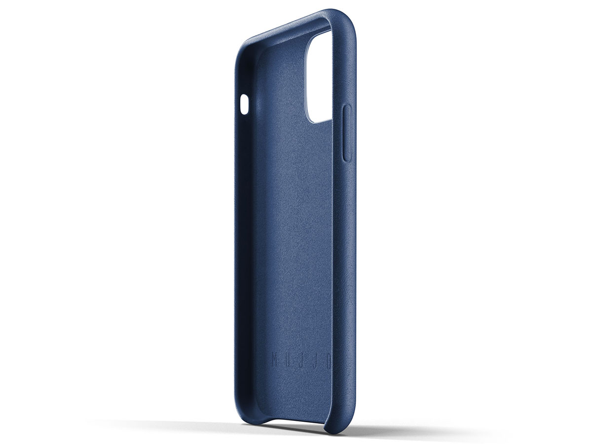 Mujjo Full Leather Wallet Case Blauw Leer - iPhone 11 Pro Hoesje