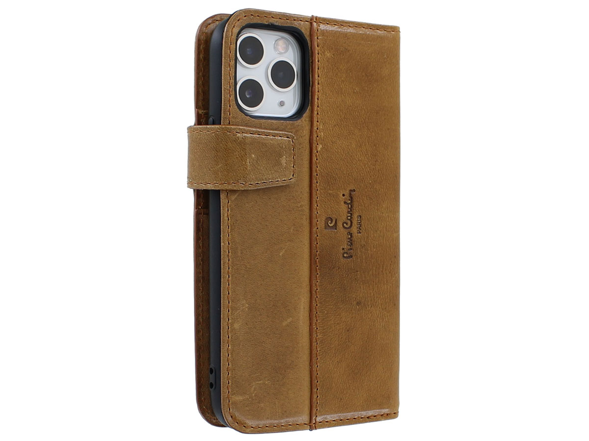 Pierre Cardin Bookcase Bruin Leer - iPhone 11 Pro hoesje