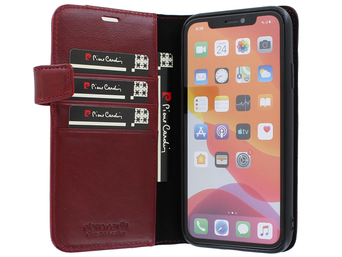 Pierre Cardin Bookcase Rood Leer - iPhone 11 Pro hoesje