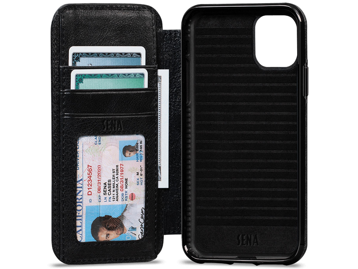 Sena Walletbook Zwart - iPhone 11 Pro Hoesje Leer