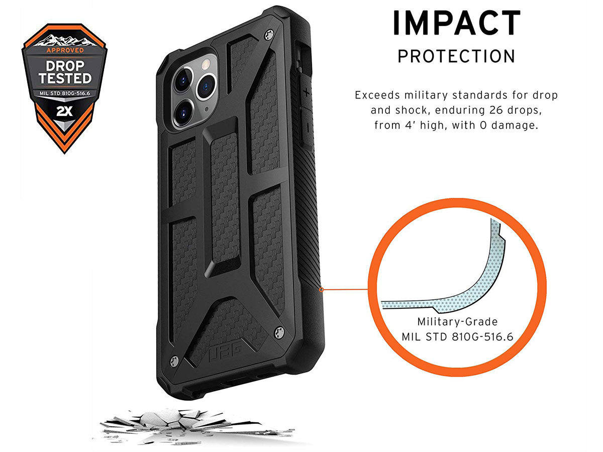 Urban Armor Gear Monarch Carbon - iPhone 11 Pro hoesje