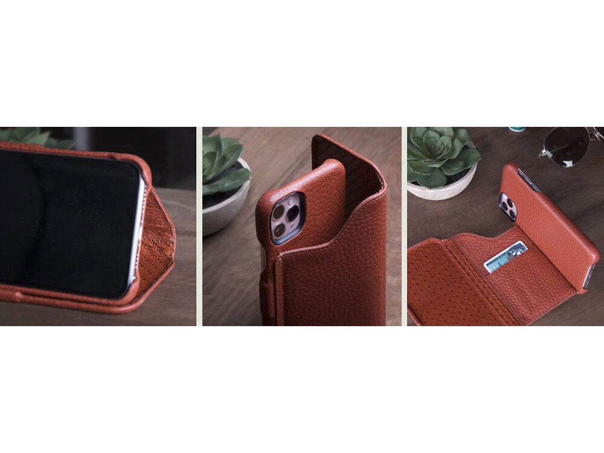 Vaja Folio Stand Cognac - iPhone 11 Pro Hoesje Leer