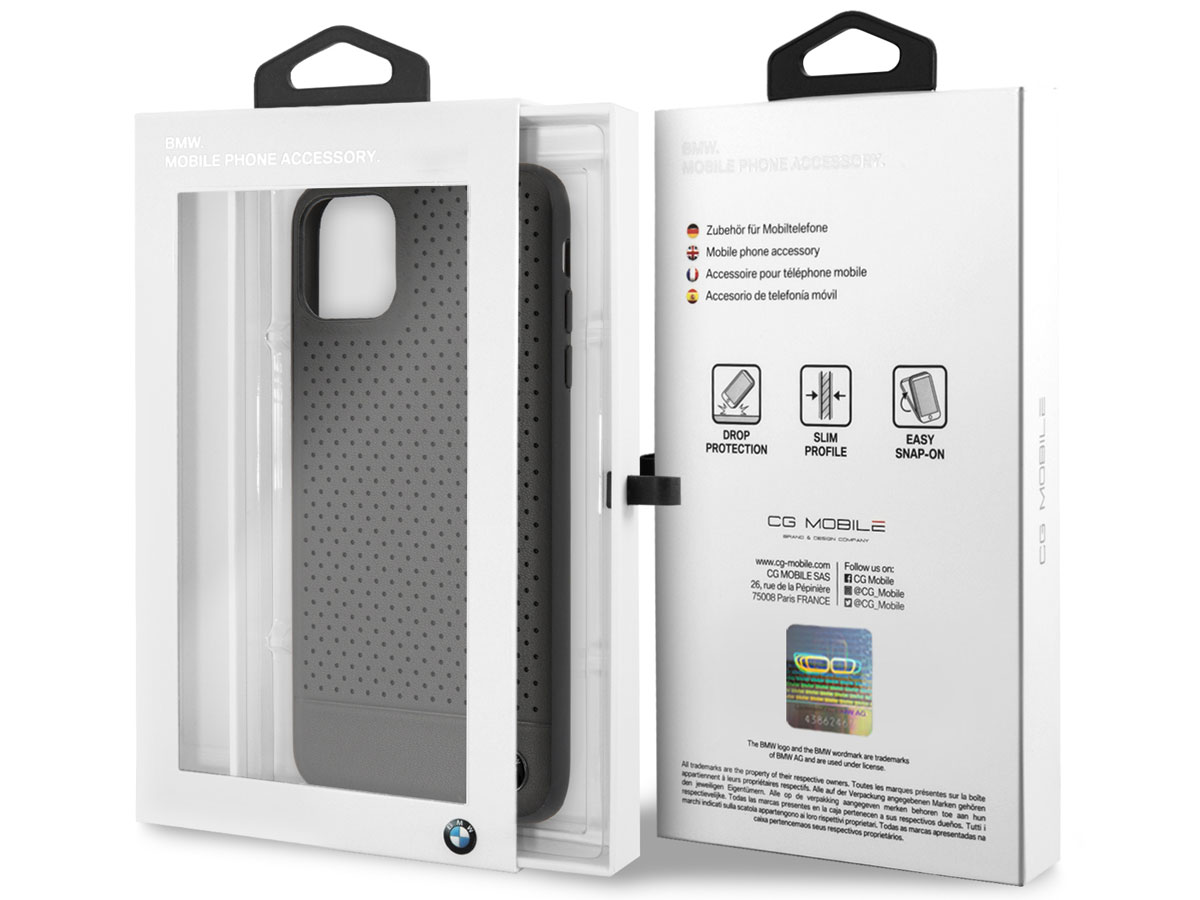 BMW Perforated Case Zwart Leer - iPhone 11 Pro Max hoesje