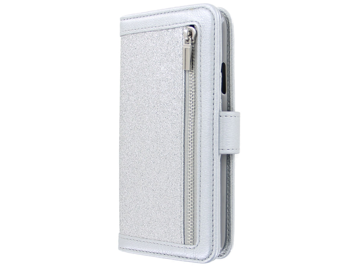 Glitsie Zip Case met Rits Zilver - iPhone 11 Pro Max hoesje