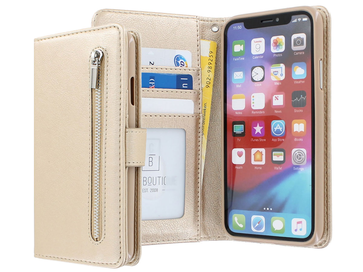 Zipper Wallet Case met Ritsvakje Goud - iPhone 11 Pro Max hoesje