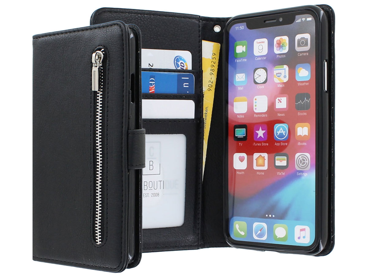 Zipper Wallet Case met Ritsvakje Zwart - iPhone 11 Pro Max hoesje