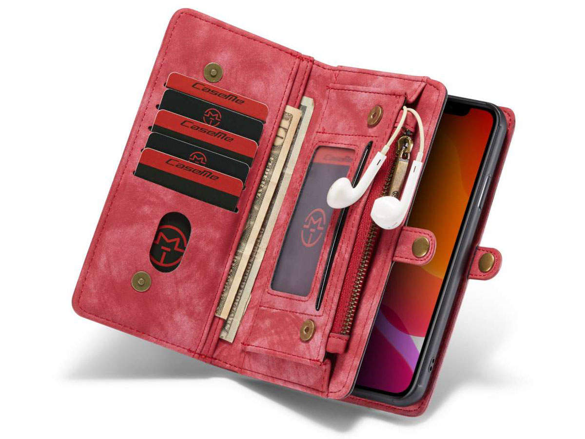 CaseMe 2in1 Wallet Ritsvak Case Rood - iPhone 11 Pro Max Hoesje