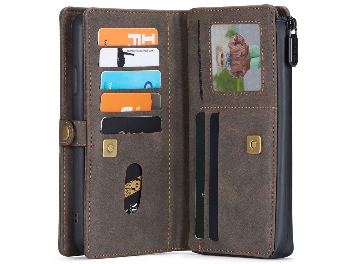CaseMe Multi Wallet Ritsvak Case Bruin - iPhone 11 Pro Max Hoesje