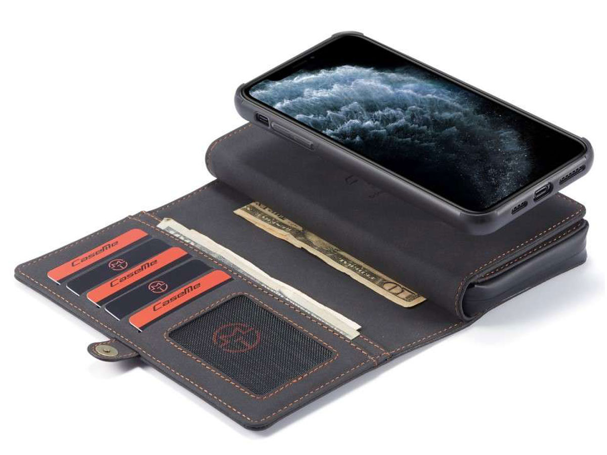 CaseMe Multi Wallet Ritsvak Case Zwart - iPhone 11 Pro Max Hoesje