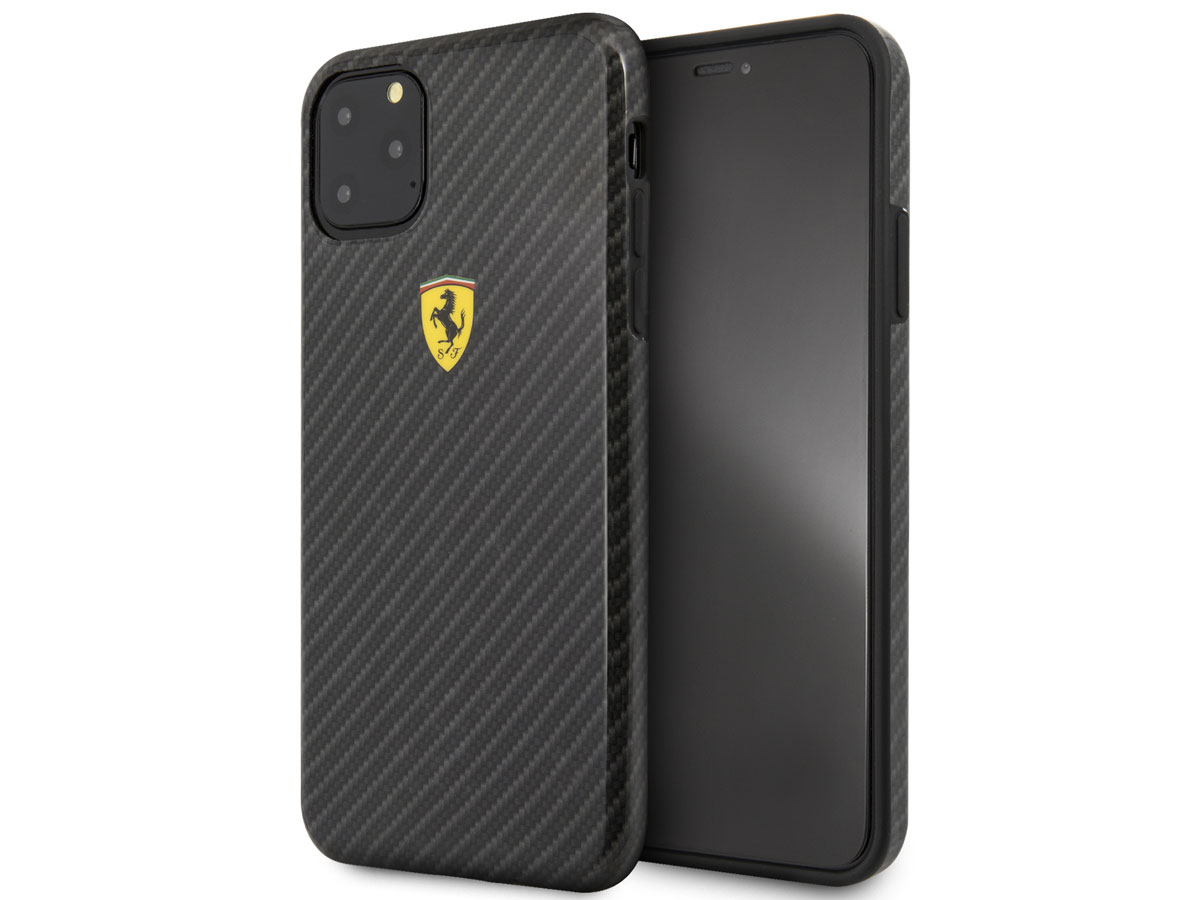 Ferrari Dual Layer Case Carbon Zwart - iPhone 11 Pro Max Hoesje