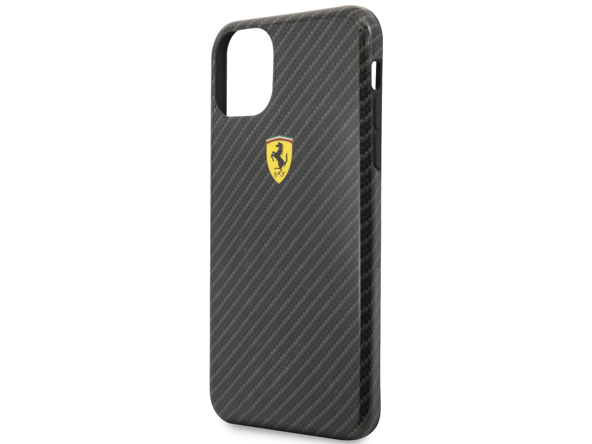 Ferrari Dual Layer Case Carbon Zwart - iPhone 11 Pro Max Hoesje